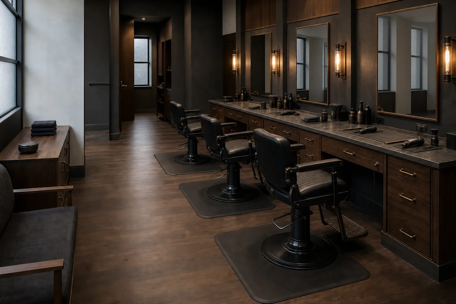 Grooming-club interior used for design staging